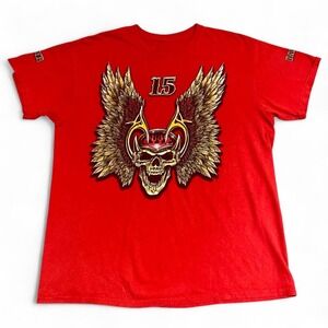 Y2K red skull wing graphic tshirt